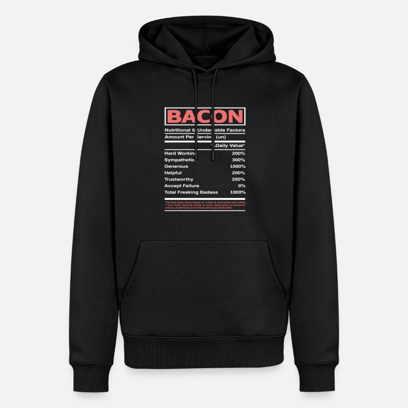 Bacon Bacon Valeur nutritive - Sweat à capuche Premium bio Homme - noir