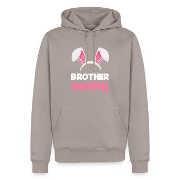 Frère lapin Pâques lapin oreilles de Pâques - Sweat à capuche Premium bio Homme - taupe - Devant - Nico (187cm)