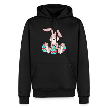 Lapin de Pâques Oeufs de Pâques Pâques - Sweat à capuche Premium bio Homme - noir - Devant - Nico (187cm)