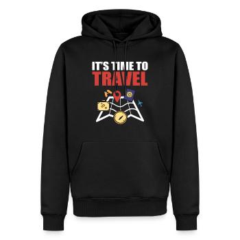 It's Time To Travel Flugbegleiterin - Männer Premium Bio Hoodie - Schwarz - Vorne - Nico (187cm)