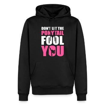 Don't Let The Ponytail Fool You Taekwondo - Männer Premium Bio Hoodie - Schwarz - Vorne - Nico (187cm)