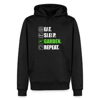 Essen Schlafen Garten - Männer Premium Bio Hoodie - Schwarz - Vorne - Nico (187cm)