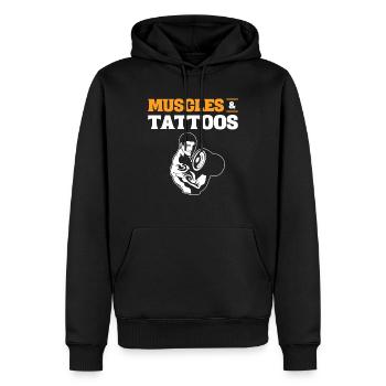 Muscles & Tattoos Tätowierter Fitnessstudio - Männer Premium Bio Hoodie - Schwarz - Vorne - Nico (187cm)