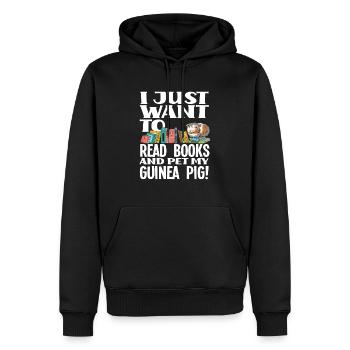 Meerschweinchen Bücher Lesen Bücherwurm - Männer Premium Bio Hoodie - Schwarz - Vorne - Nico (187cm)