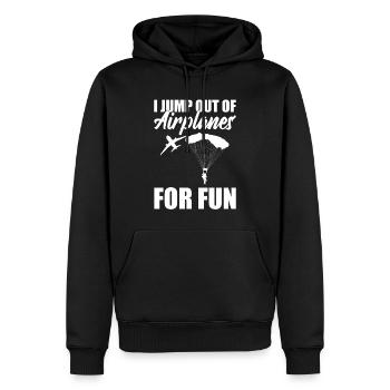 I Jump Out Of The Airplanes For Fun Fallschirm - Männer Premium Bio Hoodie - Schwarz - Vorne - Nico (187cm)