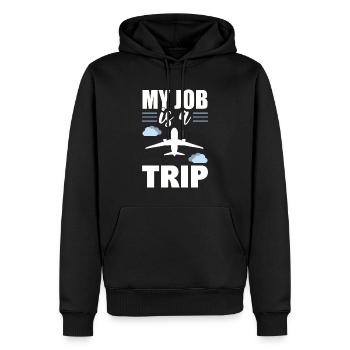 My Job Is A Trip Flugbegleiter - Männer Premium Bio Hoodie - Schwarz - Vorne - Nico (187cm)