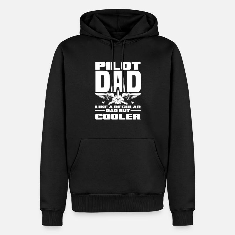 Pilot Papa - Männer Premium Bio Hoodie - Schwarz