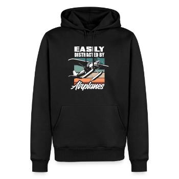 Pilot Flugzeug Retro Flugsport - Männer Premium Bio Hoodie - Schwarz - Vorne - Nico (187cm)