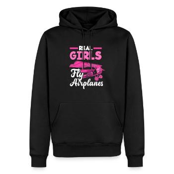 Pilot Mädchen Frau Frauen - Männer Premium Bio Hoodie - Schwarz - Vorne - Nico (187cm)
