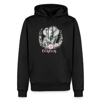 Mama Heart Floral Wreath Elephant Baby Shower - Männer Premium Bio Hoodie - Schwarz - Vorne - Nico (187cm)