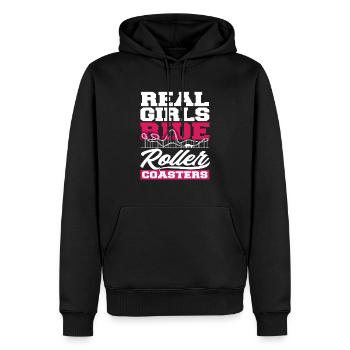 Achterbahn Echte Mädchen Fahren Achterbahn - Männer Premium Bio Hoodie - Schwarz - Vorne - Nico (187cm)