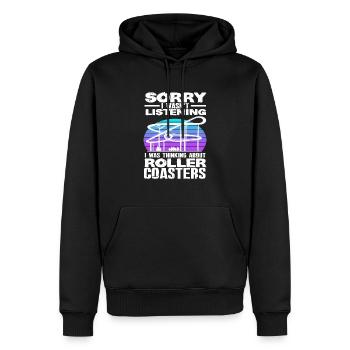 Achterbahn Spruch Geschenkidee - Männer Premium Bio Hoodie - Schwarz - Vorne - Nico (187cm)