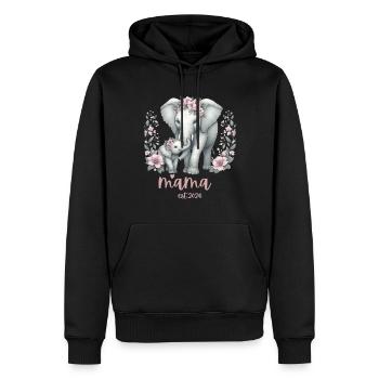 Mama 2024 Elephant Floral Wreath Celebration - Männer Premium Bio Hoodie - Schwarz - Vorne - Nico (187cm)