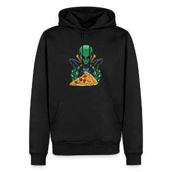 Pizza extraterrestre - Sweat à capuche Premium bio Homme - noir - Devant - Nico (187cm)