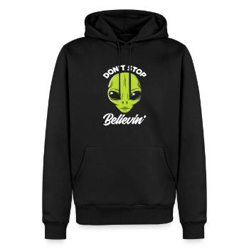 N’arrêtez pas de croire au visage extraterrestre - Sweat à capuche Premium bio Homme - noir - Devant - Nico (187cm)
