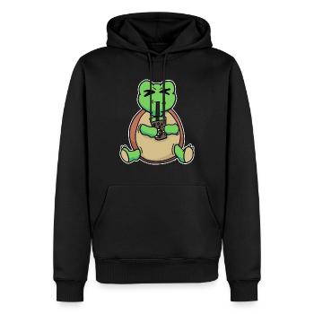 Bubble Tea Drinking Sea Turtle Anime Kawaii - Men’s Premium Organic Hoodie - black - Front - Nico (187cm)