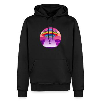 Bunte Fliegende Untertasse Alien Entführung - Männer Premium Bio Hoodie - Schwarz - Vorne - Nico (187cm)