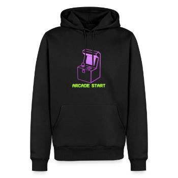 Arcade Start Computerfreak - Männer Premium Bio Hoodie - Schwarz - Vorne - Nico (187cm)