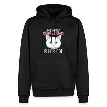 Behind Every Strong Woman Is Her Cat Katzen - Männer Premium Bio Hoodie - Schwarz - Vorne - Nico (187cm)