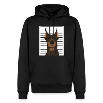 Doberman Mugshot Hundetrainer - Männer Premium Bio Hoodie - Schwarz - Vorne - Nico (187cm)