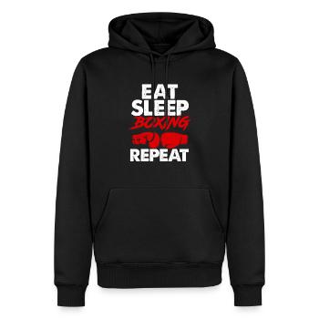boxer, manger, dormir, répéter - Sweat à capuche Premium bio Homme - noir - Devant - Nico (187cm)