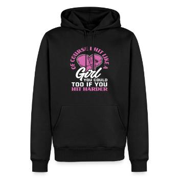 Boxe Femmes Fière Boxeuse - Sweat à capuche Premium bio Homme - noir - Devant - Nico (187cm)