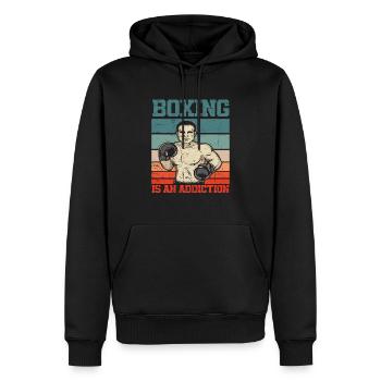 Athlétiques de sports d’addiction à la boxe rétro - Sweat à capuche Premium bio Homme - noir - Devant - Nico (187cm)