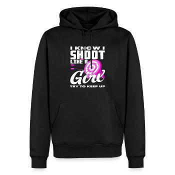 Frauen Bogenschützin Bogenschießen - Männer Premium Bio Hoodie - Schwarz - Vorne - Nico (187cm)