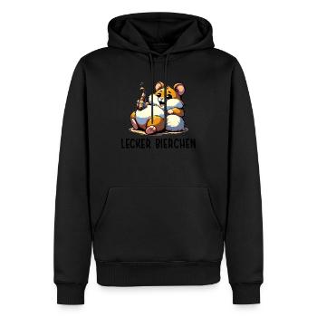 LECKER BIERCHEN Sad Hamster Meme - Männer Premium Bio Hoodie - Schwarz - Vorne - Nico (187cm)