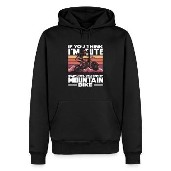 Mountainbikerin Mountainbike Frauen Mädchen - Männer Premium Bio Hoodie - Schwarz - Vorne - Nico (187cm)