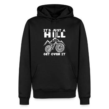 Mountain bikers Mountain biking Mountains Cycling - Men’s Premium Organic Hoodie - black - Front - Nico (187cm)