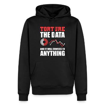 Torture The Data And It Will Confess To Anything - Männer Premium Bio Hoodie - Schwarz - Vorne - Nico (187cm)