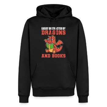 Easily Distracted By Dragons & Books Buchautor - Männer Premium Bio Hoodie - Schwarz - Vorne - Nico (187cm)
