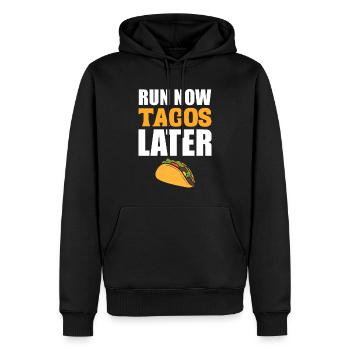 Run Now Tacos Later Taco-Liebhaber - Männer Premium Bio Hoodie - Schwarz - Vorne - Nico (187cm)