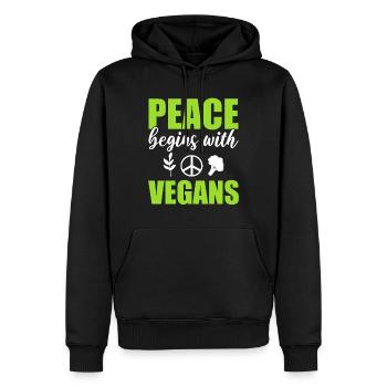 Peace Begins With Vegans Gesundheitsbegeisterter - Männer Premium Bio Hoodie - Schwarz - Vorne - Nico (187cm)