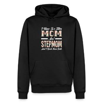 Deux titres Maman Belle-mère - Sweat à capuche Premium bio Homme - noir - Devant - Nico (187cm)