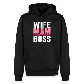 Belle-mère - Sweat à capuche Premium bio Homme - noir - Devant - Nico (187cm)