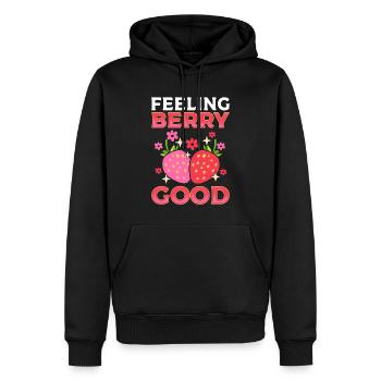Feeling Berry Good Erdbeerpflücker - Männer Premium Bio Hoodie - Schwarz - Vorne - Nico (187cm)