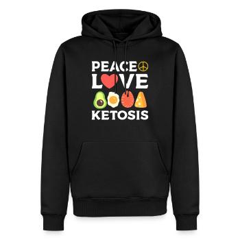 Peace Love Ketosis Fitness-Fanatiker - Männer Premium Bio Hoodie - Schwarz - Vorne - Nico (187cm)