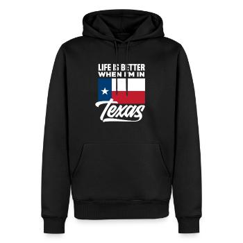 Texas Leben - Männer Premium Bio Hoodie - Schwarz - Vorne - Nico (187cm)