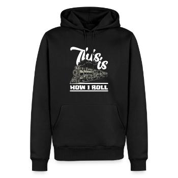 Zugfahrer Zug Züge Beruf - Männer Premium Bio Hoodie - Schwarz - Vorne - Nico (187cm)