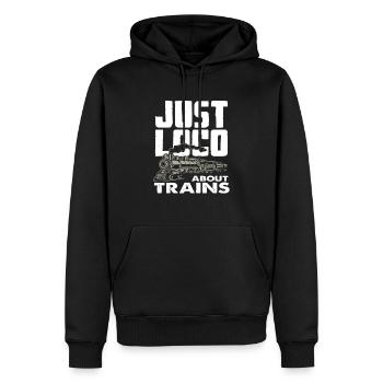 Lokomotive Zug Züge Hobby Train Spotter - Männer Premium Bio Hoodie - Schwarz - Vorne - Nico (187cm)