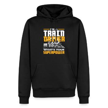 Zug Züge Zugfahrer Beruf Superkraft - Männer Premium Bio Hoodie - Schwarz - Vorne - Nico (187cm)