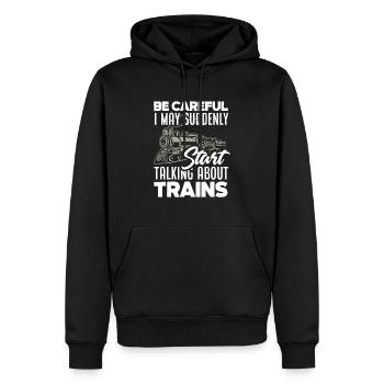 Zug Züge Gleise Lokomotive Modellbau - Männer Premium Bio Hoodie - Schwarz - Vorne - Nico (187cm)
