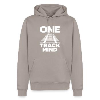 Voies ferrées Train Trains Hobby Train Spotter - Sweat à capuche Premium bio Homme - taupe - Devant - Nico (187cm)