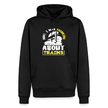 Zug Züge Hobby Train Spotter Zugführer - Männer Premium Bio Hoodie - Schwarz - Vorne - Nico (187cm)