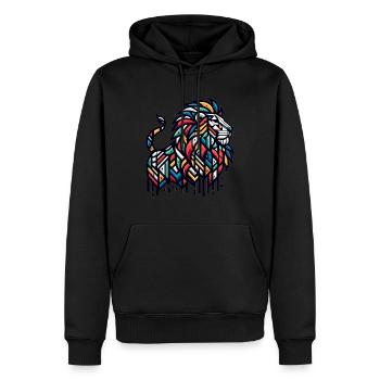 Lion à motifs géométriques - Sweat à capuche Premium bio Homme - noir - Devant - Nico (187cm)
