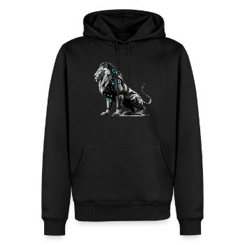 Lion cybernétique futuriste - Sweat à capuche Premium bio Homme - noir - Devant - Nico (187cm)