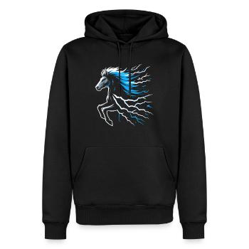 Animale Cavallo - Felpa con cappuccio ecologica premium da uomo - nero - Fronte - Nico (187cm)