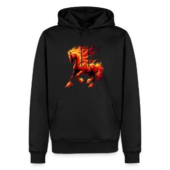 Cavallo di fuoco a cavallo animale - Felpa con cappuccio ecologica premium da uomo - nero - Fronte - Nico (187cm)